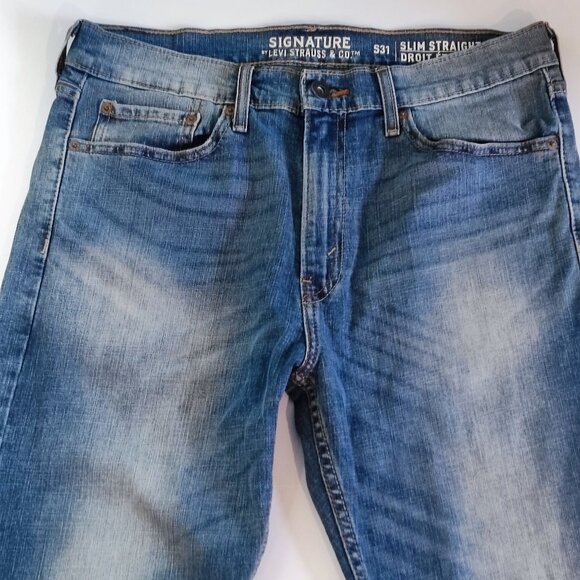 Signature by Levi Strauss S31 slim straight denim blue men's size 33 - Picture 2 of 14